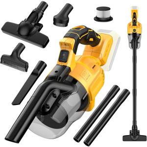 Cordless Vacuum Cleaner for Dewalt 20V Battery, 5 in 1 Handheld Vacuum Cleaner with Washable HEPA Filter50CFM 100AW Cordless Vacuum for Floor, Carpet, Car Furniture (Tool Only) (Yellow) (Yellow)