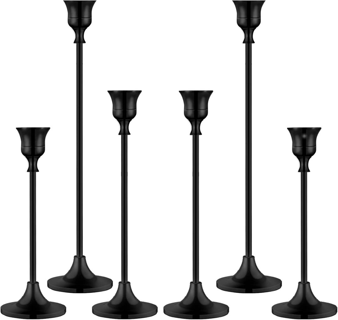 Candlestick Holders,Taper Candle Holder for Candlesticks Black Candelabra Candle Holders Vintage Candle Stick Candle Holder for Fireplace Party Dining Home (2sets (6pcs))