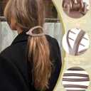 6 PCS French Flat Hair Clips for Women 2 Styles Large Matte Flat Claw Clips Strong Hold No-Slip French Hair Barrettes for Thick Thin Hair(Brown 2)