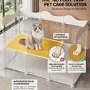 Cat Cage, DIY Cat Enclosures, 42" x 16" x 28" Cat Playpen Indoor & Outdoor with Hammock & Cat Bowl, Detachable Metal Wire Kennel Cats Crate