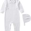 Booulfi Baby Boy's Christening Baptism Outfits Suit with Hat， Cross Detail 3-6 Months