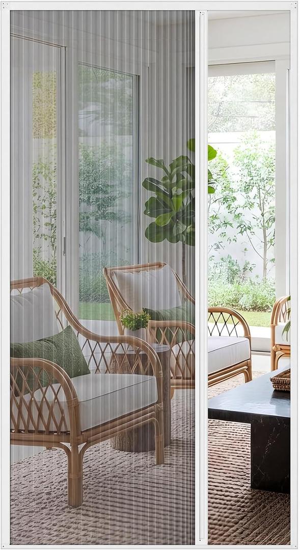 BreezeHug No-Drilling Retractable Screen Door, 38 9/16" W x 81 3/8" H | White Aluminum Frame, Sliding Screen Door for Single Panel Doors with Durable Mesh for Patio, Backyard, Kitchen & Bedroom