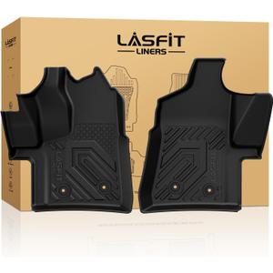 LASFIT Front Floor Mats for 2022-2025 2026 Ford Transit 150/250/350/350HD Vinyl Floor(Not for Transit Connect) All Weather Protector TPE Van Floor Liners for Transit Cargo/Passenger/Crew Vans, Black
