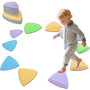 Kids Balance Stepping Stones Multicolor Triangular 10PCS Non-Slip Toddler Stepping Stones for Balance Coordination Ages 3-8 Years (rainbow)