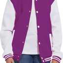 Mowbeat Kids Baseball Jacket Girls Bomber Jackets Boys Varsity Coats Top for Girl Sports Track Outerwear (10 Years, Purple)