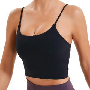 Lemedy Women Padded Sports Bra Fitness Workout Running Shirts Yoga Tank Top (Medium, Black)