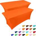 IVAPUPU 2 Pack 6FT Table Cloth for Rectangular Fitted Events Stretch Orange Table Covers Washable Spandex Tablecloth Protector for Party, Wedding, Cocktail, Banquet, Festival, 72"Lx30"W