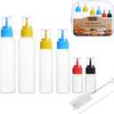 GOLOHO Cookie Icing Bottles, 6 Squeeze Applicator Bottles, 2 each (1, 2 and 4 ounces), Royal Icing Tools, Cake Sugar Cookie Decorating Supplies, Food Coloring, Frosting, Pancake Arts and Crafts Kit