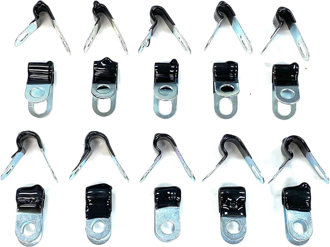 The Stop Shop Brake Line Clips for 3/16 & 1/4 Inch Tubing, Rubber Insulated (20 pcs Total)