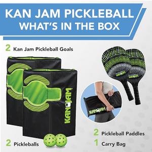 Kan Jam Pack n Go Pickleball Portable 4 Player Pickle Ball Outdoor Game with 2 Paddles and 2 Balls