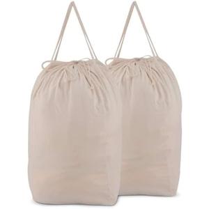 MCleanPin Washable Laundry Bags with Handles,140L Dirty Clothes Storage Bags for Laundry Hamper and Basket with Liner in College Dorm Travel, 2 Pack (Beige)