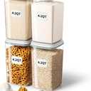 Ankou Airtight Food Storage Container with Pop Lid & 130ml Scoop, 4L/4.2qt *4 BPA-Free Cereal, Rice, Flour, Pasta & Snack Container, Stackable & Durable,Kitchen Pantry Organizer