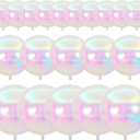 PartyWoo Foil Iridescent Balloons, 20 pcs Round Foil Balloons Different Sizes Pack of 22 Inch 12 Inch 10 Inch 4D Foil Balloons and Ribbon, Foil Balloons for Birthday Decorations, Party Decorations