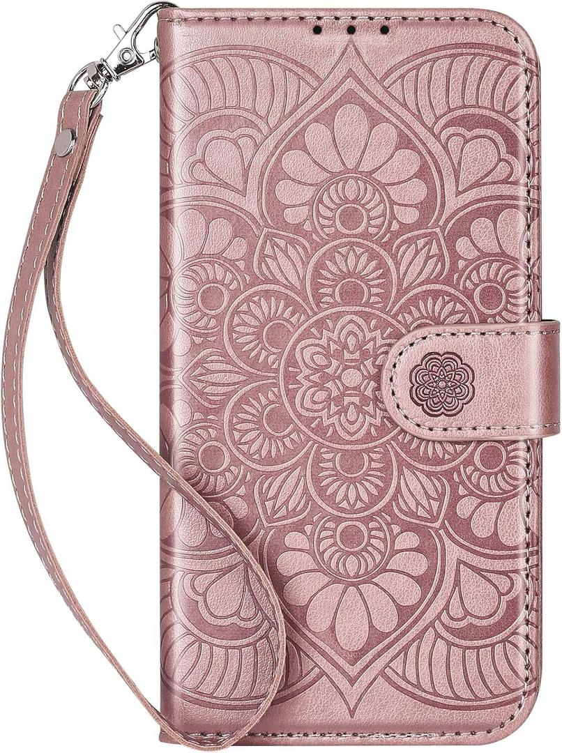 Wallet Case for iPhone 13 Mini, [RFID Blocking] Protective PU Leather Flip Cover with Card Slot Cash Pocket for iPhone 13 Mini(Rose Gold)