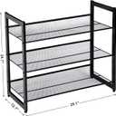 SONGMICS Shoe Rack, 3-Tier Shoe Organizer, Metal Shoe Storage for Garage, Stackable Shoe Shelf, with Adjustable Flat or Angled Shelves, 9-12 Pairs, Ink Black ULMR03B