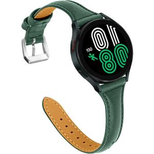 [Upgrade] Joyozy Compatible with Samsung Active 2 Watch Band 40mm 44mm, Genuine Leather Strap with 20mm Quick Release for Active1 40mm/Galaxy Watch3 41mm/Galaxy Watch 42mm etc. - Pine Tree Green