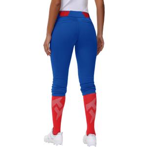 Women's Utility Softball Pants - Woman Adult Tweeners Low Rise 3/4 Leg Track Pants Dual-Layer Knee Youth Girls (Medium, Royal Blue)