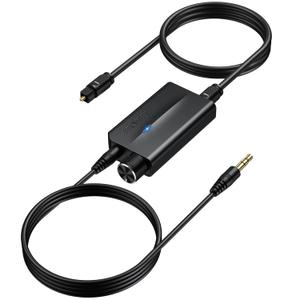 AUTOUTLET 192kHz DAC Optical to 3.5mm Converter with Volume Control, Digital to Analog Audio Converter, Optical to Aux Adapter Built-in Amplifier Chip Suitable for HDTVs, DVD, Set-top Boxes (090a)