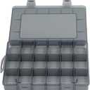 Multi Compartment Parts Box, Removable Divider Toolbox Organizer Clear Portable 18 Grids Plastic for Jewelry (L)