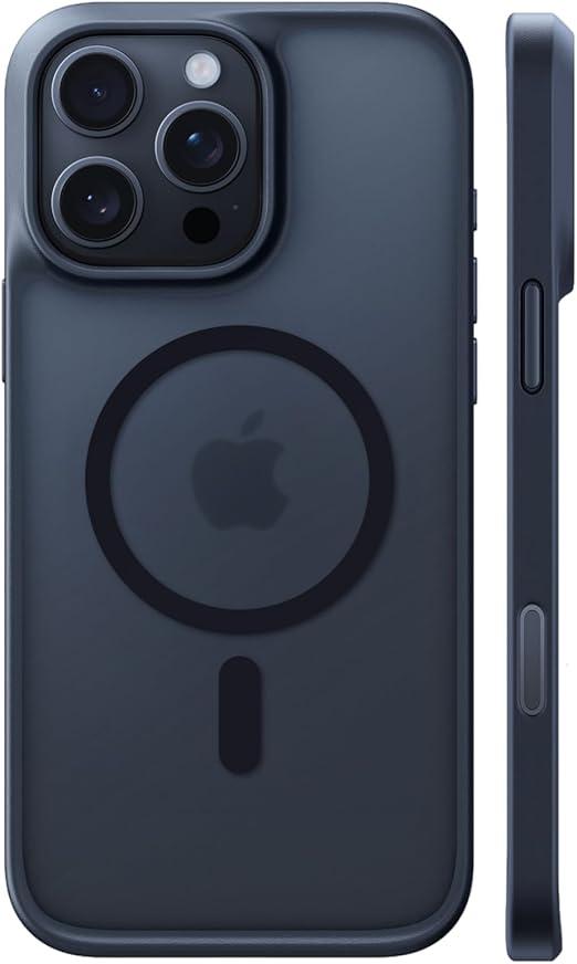 TORRAS Ultra Magnetic for iPhone 15 Pro Case, [3X MilitaryGrade Drop Tested] [Compatible with MagSafe], Shockproof Translucent Durable Slim Protective AntiScratch AntiFingerprint, Black