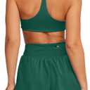 LASLULU Womens Ribbed High Waisted Gym Shorts Tummy Control Biker Workout Running Tennis Shorts with Zipper Pockets (Green, L)