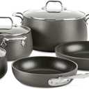 All-Clad HA1 Hard Anodized Nonstick Pots and Pans Set Non Stick Cookware Sets, Oven Broiler Safe 500F, Black (8 Piece Set)