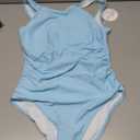 ANRABESS Women Swimsuits One Piece Tummy Control Full Coverage Backless Bathing Suit Ruched Swim Suit Beach Vacation Swimwear (Medium, Light Blue)