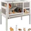Ketive Guinea Pig Cages Indoor, Wooden Guinea Pig Cages with Stand, Rabbit Cage Hutch with Ramp and Hideout, Small Animals Cage Habitat with Not Leakage Pull Out Tray