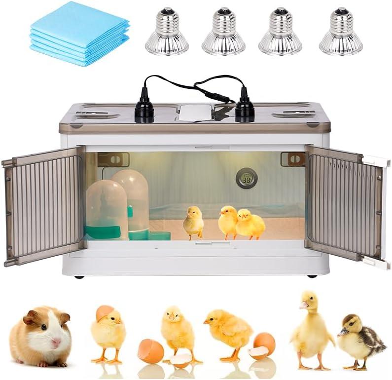 Brooder Box for Chicks Quail Brooder Box with Thermostat Poultry Heater Breeding Box with Feeder and Water for 15 Chicks Quails Ducks Parrots and Hamsters