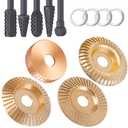 4PCS Wood Carving Disc Set+5PCS Rotary Burr Rasp Set,4" or 4 1/2" Angle Grinder with 7/8" Arbor,Grinding Wheel Shaping Discs for Wood Grinding,Wood Angle Grinder Accessories