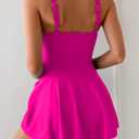 Eomenie One Piece Swimdress Swimsuits for Women Tummy Control Swim Dresses Skirt Bathing Suit (Pink, L)