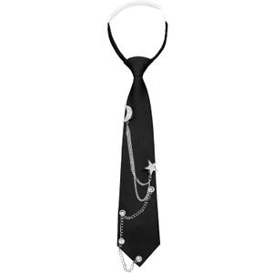 Clip on Neck Ties for Women Girls, Adjustable Pre-tied Womens Tie Solid Color Ladies Neckties for Party Prom School
