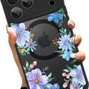 OOK Magnetic Case for iPhone 17 Pro Max 6.9 Inch [Compatible with MagSafe] Soft TPU and Hard PC Full Body Protection Case with Purple Floral Flowers Anti-Scratch Shockproof Slim Phone Cover for Women