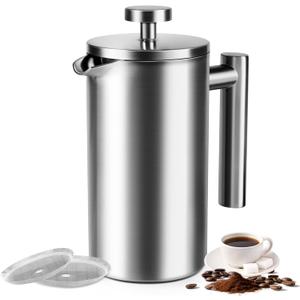 French Press 24 oz, Premium Stainless Steel French Press Coffee Maker 2 cup