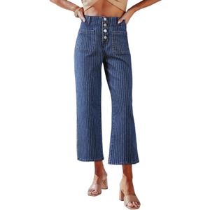 Sidefeel Women's Wide Leg Jeans High Waisted Zimbaplatinum Stretchy Straight Leg Jeans Buttoned Loose Denim Pants with Pocket (8)