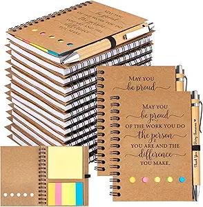 30 Sets Christmas Employee Appreciation Gifts Bulk Inspirational Spiral Notebook with Sticky Note and Motivational Bamboo Pens Thank You Gifts for Employees Coworkers,Teachers,Nurse,Office Staff,Team,Volunteer