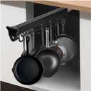 Hanging Pot Rack with 10 Hook for Cabinet 22" Pull Out Pot and Pan organizer Adjustable Pot Racks with Sliding Rail Storage Utility Rack Used for Kitchen/Closet/Cupboard,Load 75LBS