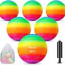 Hanaive 30 Pcs Kickballs 10 Inch Playground Ball Rubber Inflatable Dodgeball with Pump and Storage Bag Bouncy Kickball for Adults Sports Outdoor Activities(Rainbow)