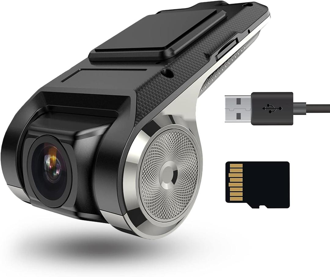Hikity USB DVR On-Dash Camera - Loop Recording Dash Camera for Cars with 32GB SD Card 24H Parking Mode Driving Recorder LDWS FCWS Dash Cam for Android Radio Stereo GPS DVD