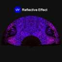 UV Glow Rave Fan, Bamboo Folding Clack Hand Fans Foldable for Men Women, Poping Fan for EDM Festival Line Dance Decoration, (Kaleidoscope Girls, Large 13")