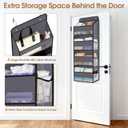 WISELIFE Over The Door Organizer Storage with 4 Large Pockets Door Hanging Organizer with Clear Windows behind The Door Storage for Nursery Bedroom Bathroom Pantry Closet and Baby Essentials Dark Grey