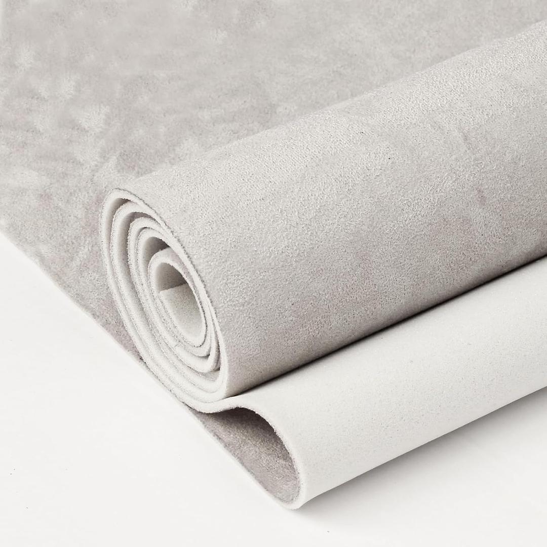 Hiksuky Suede Auto Headliner Fabric 96" L  60" W with Foam Backing - Grey Interior Replacement Material for Car/Truck/SUV/RV Roof, Tube Packaging - Home Repair/DIY Headliner Material (Gray)