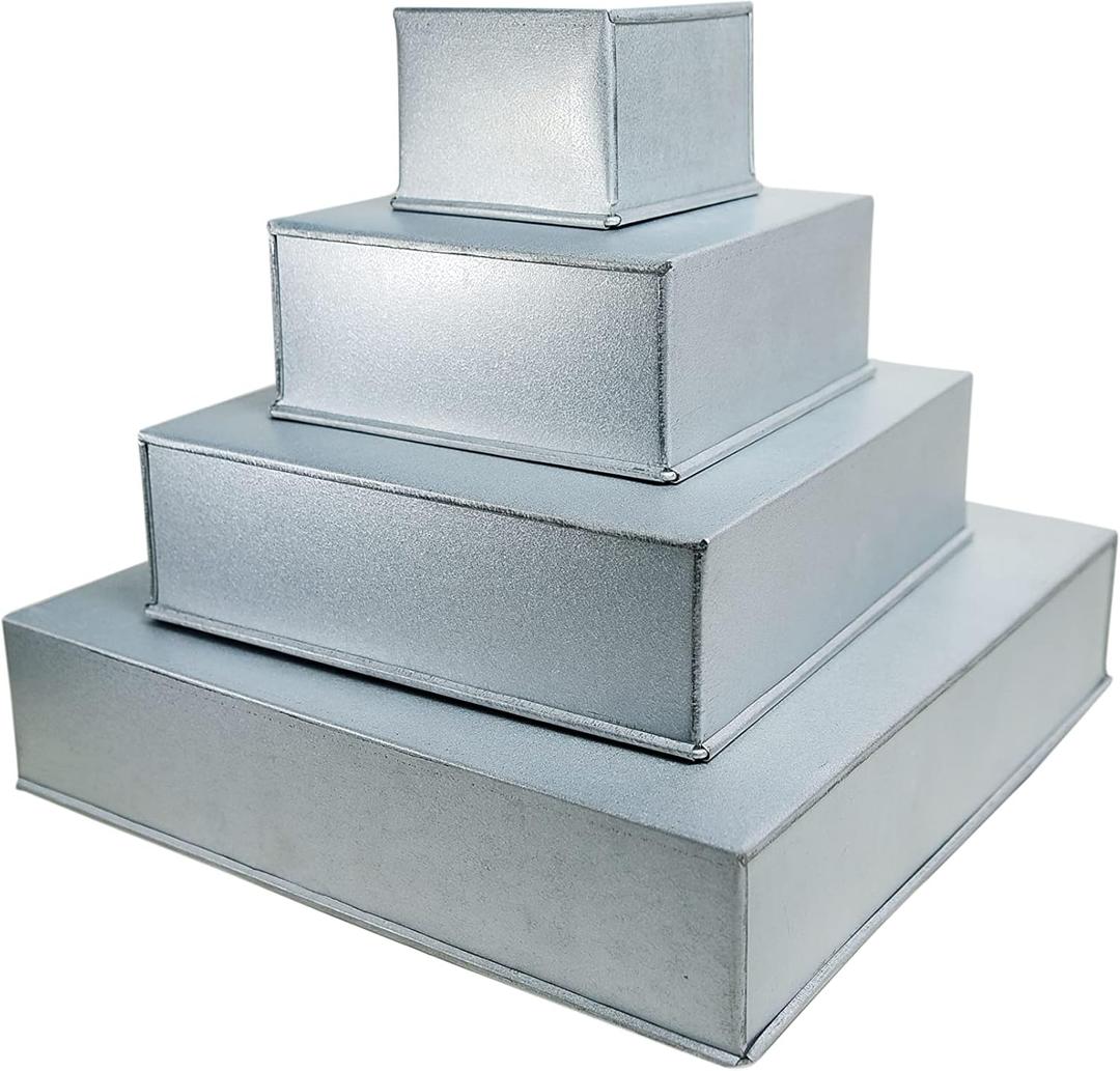 4 Tier Square Baking Pan Set Multilayer Birthday/Wedding Anniversary Cake Tins/Cake Pans/Cake Molds 6".8".10".12" - All 3" Deep