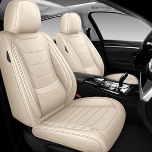 DHAEY Car Seat Covers for Lexus RX 350 2007-2025, Luxury Breathable Seat Cover, Nappa Leather, Wear-Resistant, Anti-Slip, Quick Installation, 2PCS Front, Beige