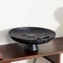 DN DECONATION Black Resin Decorative Bowl for Home Decor, 11.2" Pedestal Kitchen Fruit Bowl/Key Holder/Potpourri for Entryway Table, Coffee Table, Dining Room,Table Centerpiece, Black Decor