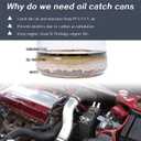 RULLINE Oil Catch Can Square Shape Aluminum Reservoir with Breather Filter 500ML Black