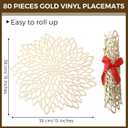 Chengu 80 Pieces Vinyl Placemats Round Metallic Hollow Leaf, Gold