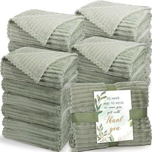 Buryeah 24 Pcs Bulk Wedding Throw Blanket 50x60 Flannel, sage Green
