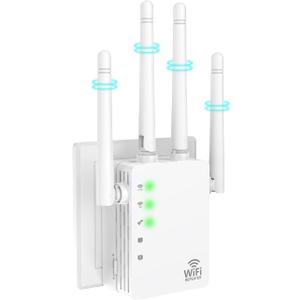 WiFi Extender Signal Booster - Dual Band 5.0G&2.4G, Covers 12880 Sq.Ft, Supports 105 Devices, 1-Tap Setup with Ethernet Port for Faster Speed