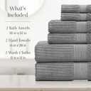 Springtree Home 100% Cotton Bath Towel Set 6 Piece Set | Super Soft & Absorbent Quick-Dry 2 Bath Towels 2 Hand Towels & 2 Washcloths |Textured and Durable Cotton | Krista Collection (Ultimate Grey)